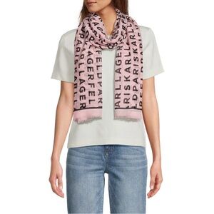 Karl Lagerfeld Pink Text Scarf